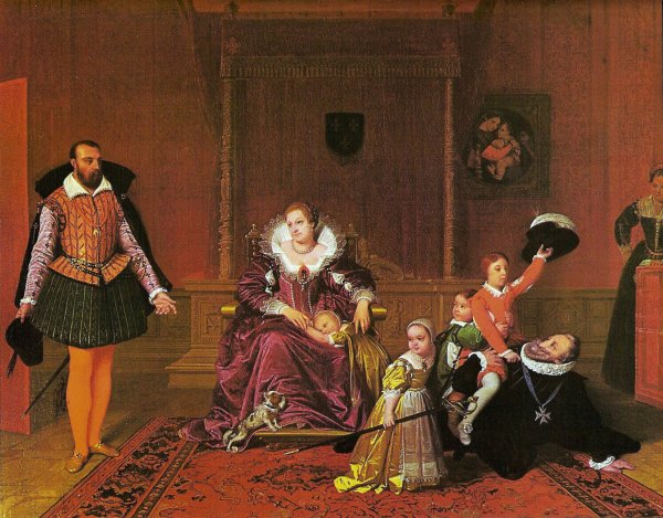 Enrique IV surprised by the Spanish ambassador while playing with his children